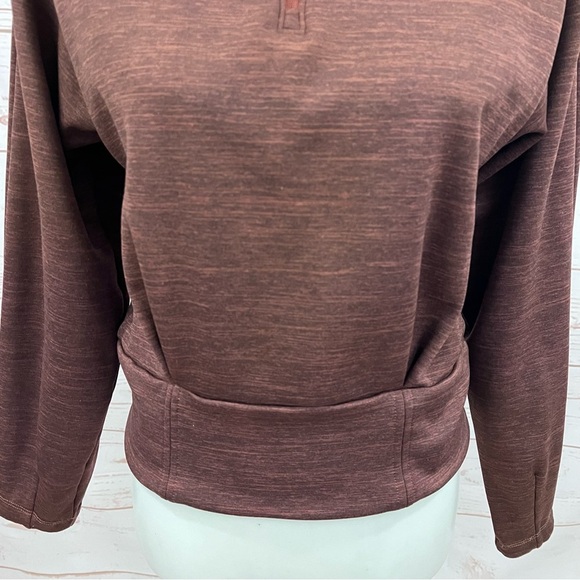 Athleta Half Zip Altitude Polartec Fleece Crop Mock Neck Sweatshirt Rust - Picture 7 of 15
